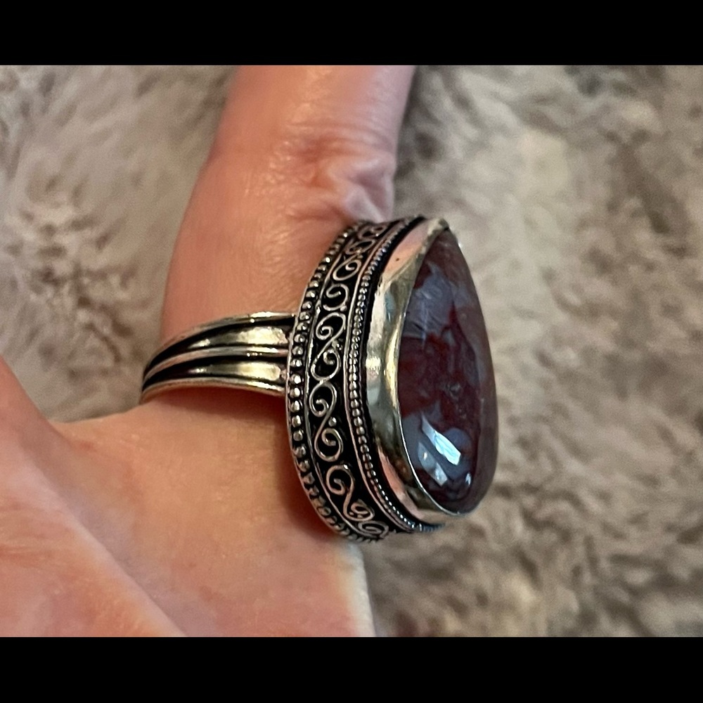 Handmade Sterling Silver Bloodstone ring - Picture 3 of 9